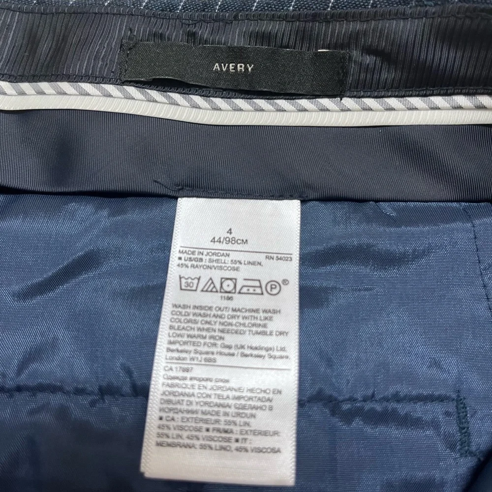 Banana Republic size 4 blue/white striped Avery 55% linen pant